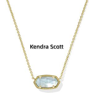 Elisa Gold Pendant Necklace in Light Blue Illusion